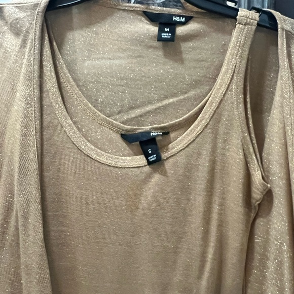 Women 2 pcs top gold shine glitter fabric - Picture 4 of 4